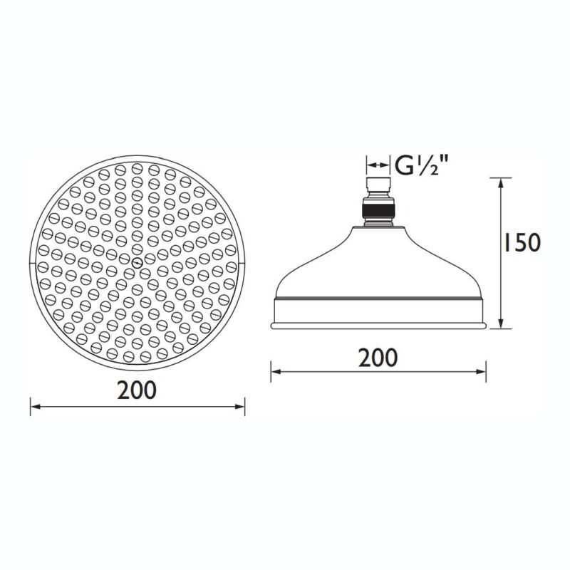 Bristan Traditional 200mm Round Fixed Head