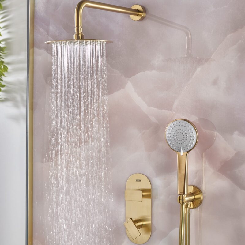 Bristan Frammento Concealed Dual Control Shower Pack 2 Brushed Brass