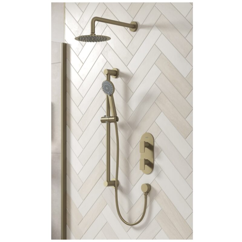 Bristan Frammento Brushed Brass Concealed Dual Control Shower Pack
