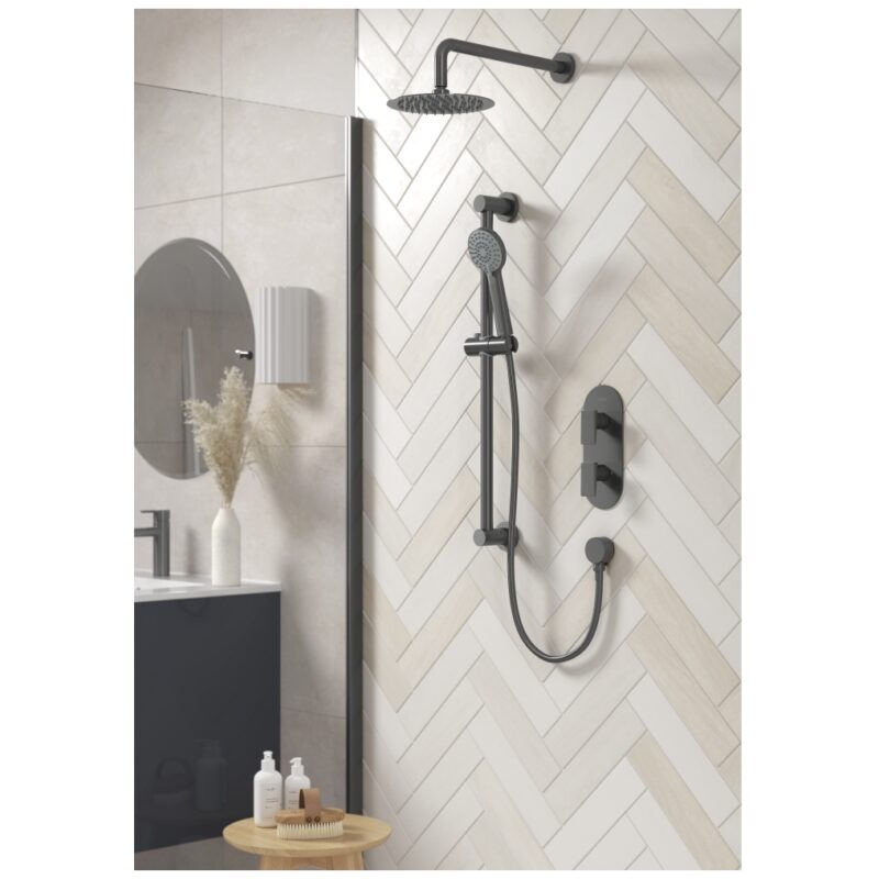 Bristan Frammento Gun Metal Grey Concealed Dual Control Shower Pack