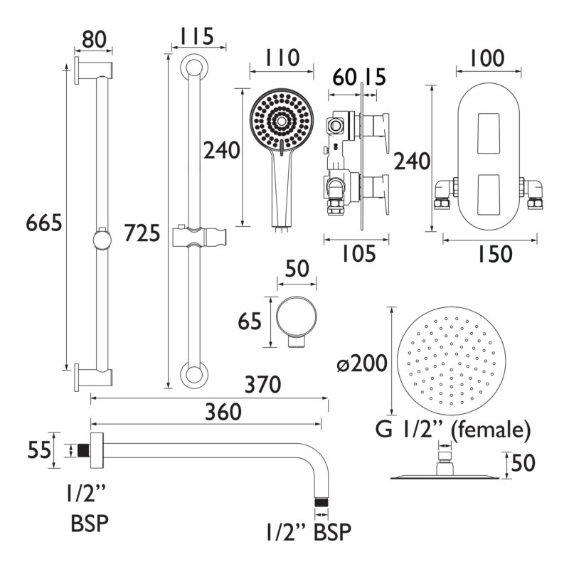 Bristan Frammento Concealed Dual Control Shower Pack Chrome