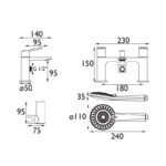 Bristan Frammento Bath Shower Mixer Tap Brushed Brass
