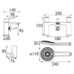 Bristan Frammento Bath Shower Mixer Tap Black