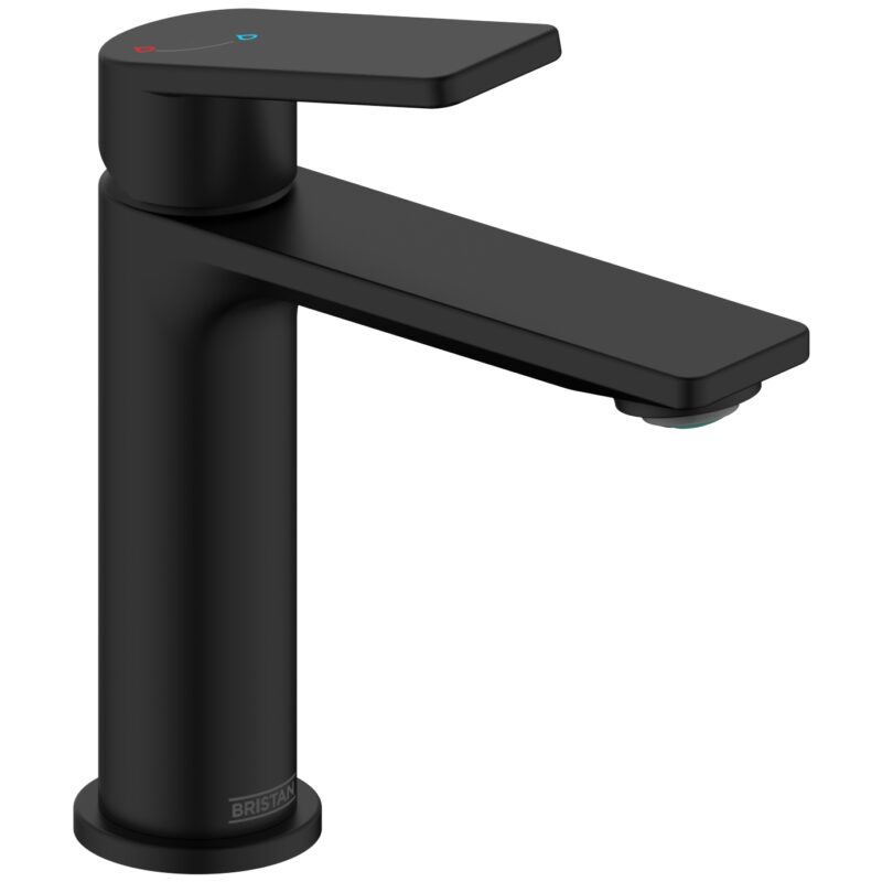 Bristan Frammento Eco Start Basin Mixer with Clicker Waste Black