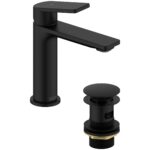 Bristan Frammento Eco Start Basin Mixer with Clicker Waste Black