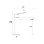 Bristan Frammento Eco Start Basin Mixer with Clicker Waste Black