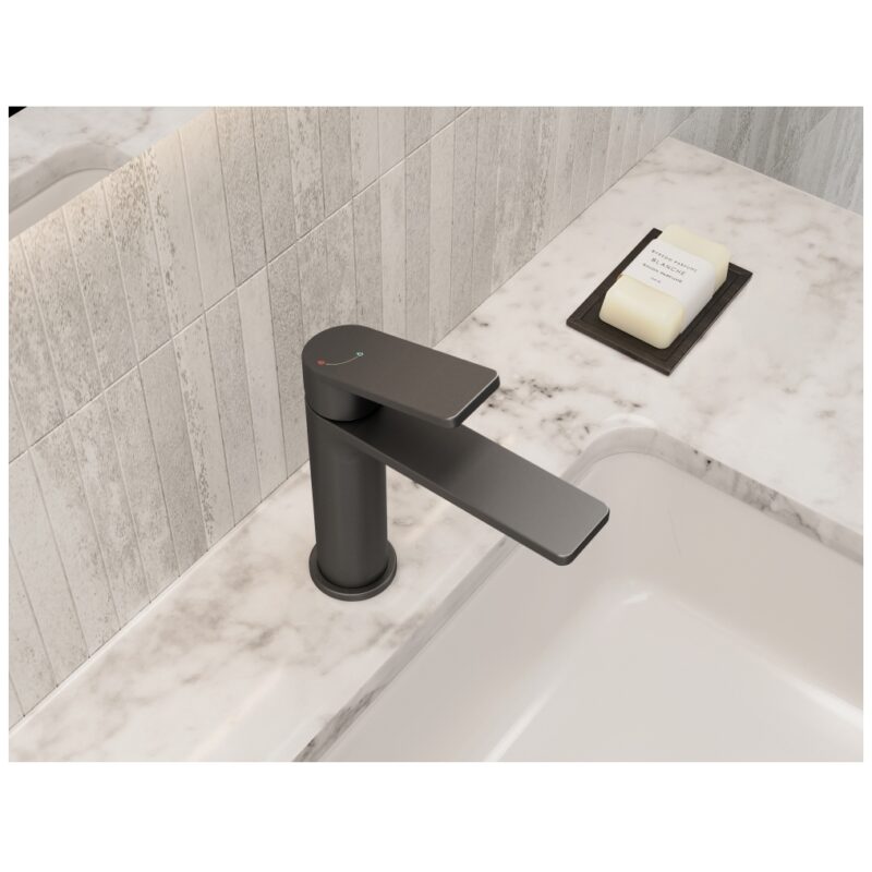 Bristan Frammento Eco Start Basin Mixer with Clicker Waste Gun Metal