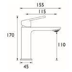 Bristan Frammento Eco Start Basin Mixer with Clicker Waste Gun Metal
