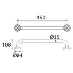 Bristan Doc M Grab Rail 450mm Aluminium Blue