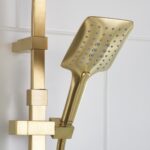 Bristan Large Square 3 Function Push Button Shower Handset Brushed Brass