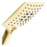 Bristan Large Square 3 Function Push Button Shower Handset Brushed Brass