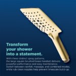 Bristan Large Square 3 Function Push Button Shower Handset Brushed Brass