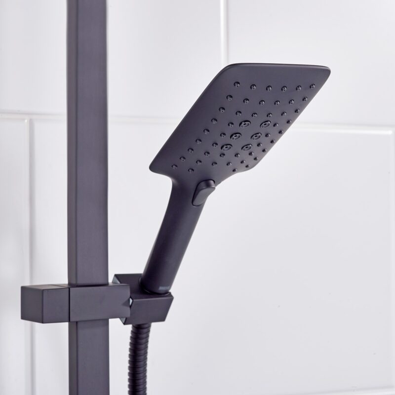 Bristan Large Square 3 Function Push Button Shower Handset Black