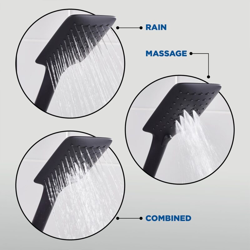 Bristan Large Square 3 Function Push Button Shower Handset Black
