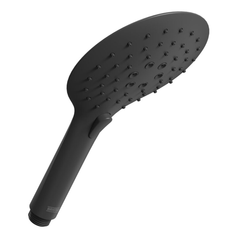 Bristan Large Round 3 Function Push Button Handset Black Bristan Large Round 3 Function Push Button Handset Black