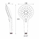 Bristan Large Round 3 Function Push Button Handset