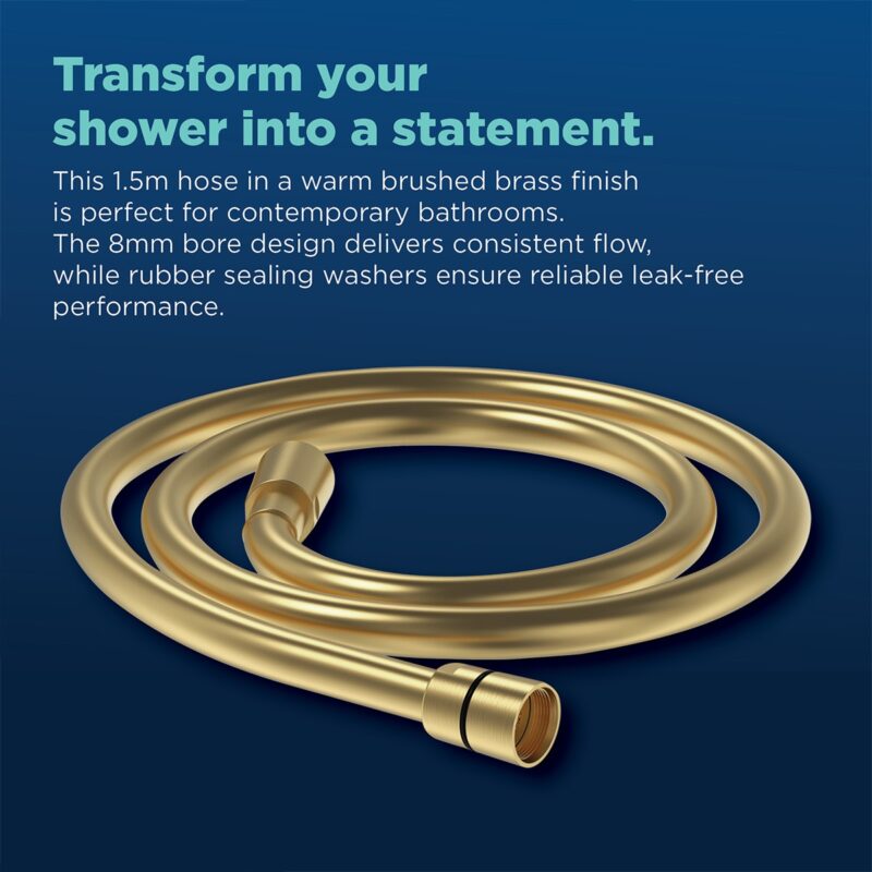 Bristan 1.5m Cone to Cone Smooth Shower Hose Brushed Brass