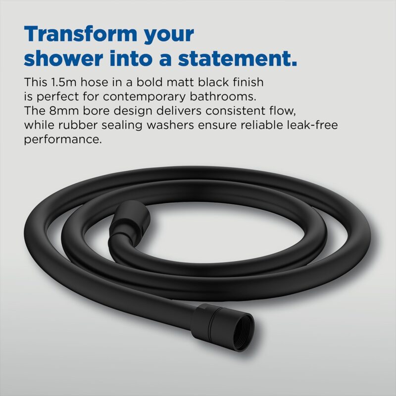 Bristan 1.5m Cone to Cone Smooth Shower Hose Black