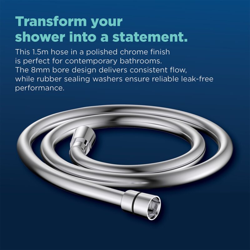 Bristan 1.5m Cone to Cone Smooth Shower Hose Chrome
