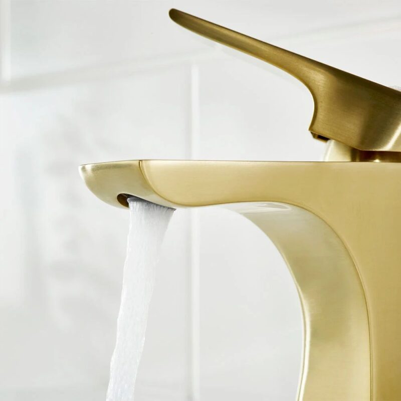 Bristan Hourglass Brushed Brass Eco Start Basin Mixer Tap with Clicker Waste