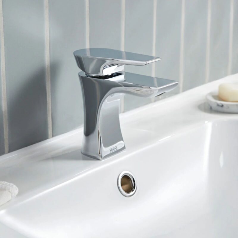 Bristan Hourglass Eco Start Chrome Basin Mixer Tap with Clicker Waste