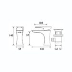 Bristan Hourglass Eco Start Chrome Basin Mixer Tap with Clicker Waste
