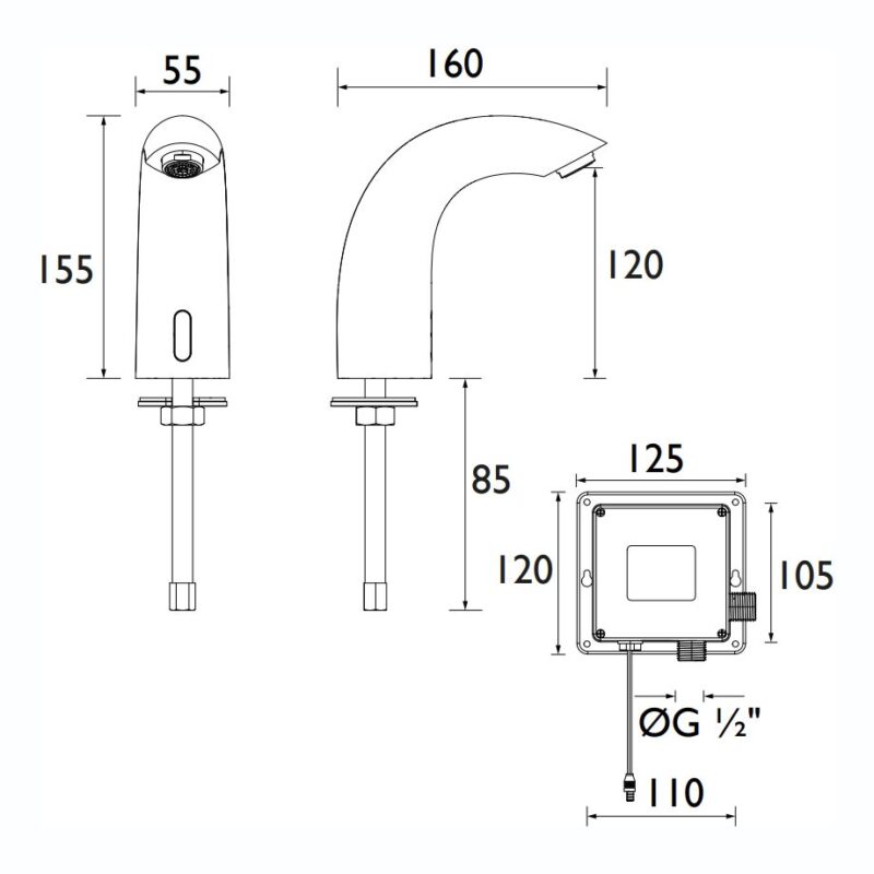 Bristan Infra Red Automatic Swan Basin Spout