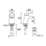 Bristan Java Small Basin Mixer with Clicker Waste Chrome