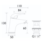 Bristan Java Small Basin Mixer with Clicker Waste Chrome