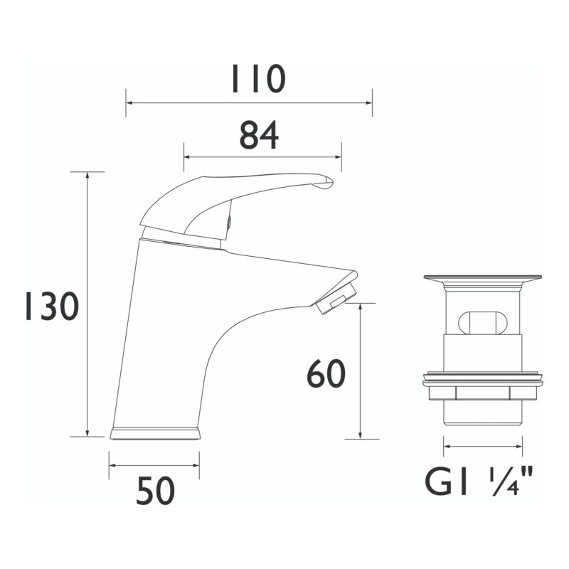Bristan Java Small Basin Mixer with Clicker Waste Chrome