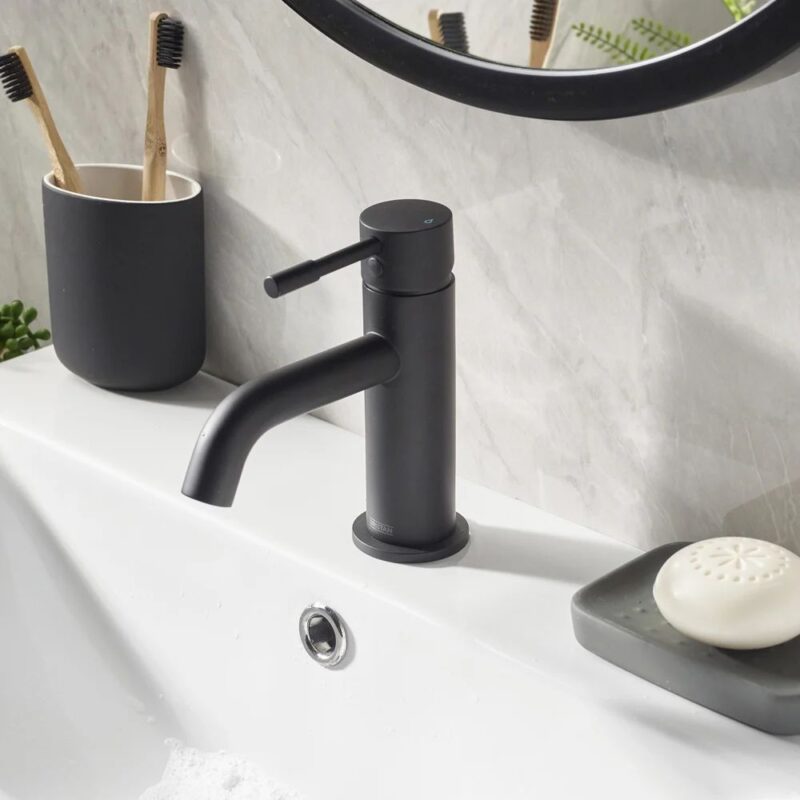 Bristan Mila Basin Mixer with Clicker Waste Black