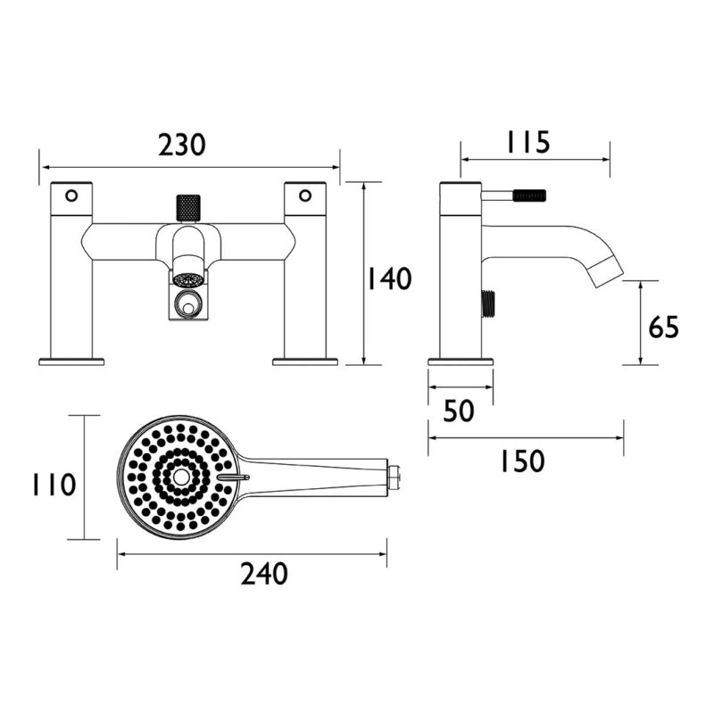 Bristan Molida Brushed Brass Bath Shower Mixer Tap