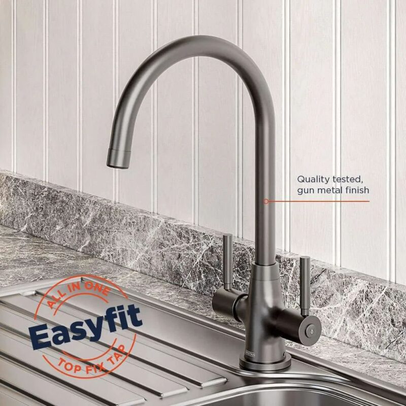 Bristan Monza Easyfit Kitchen Sink Mixer Tap Gun Metal Grey