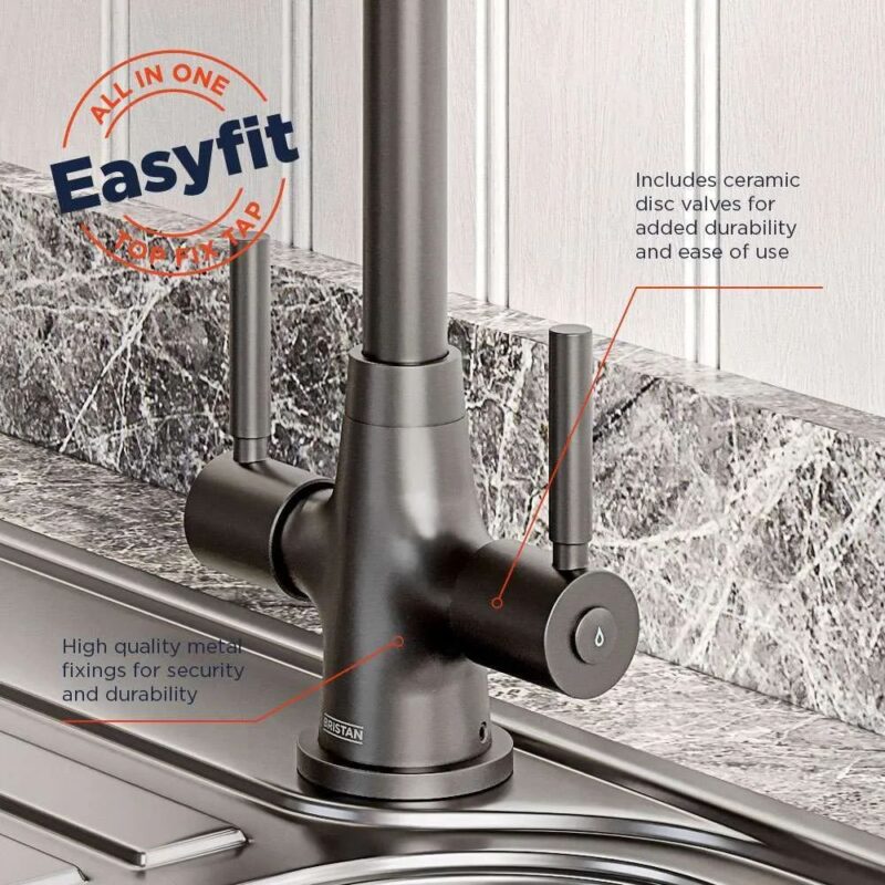 Bristan Monza Easyfit Kitchen Sink Mixer Tap Gun Metal Grey