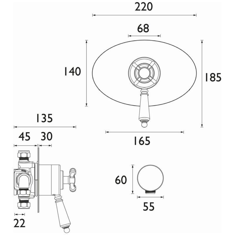Bristan 1901 Concealed Concentric Chrome Shower Valve
