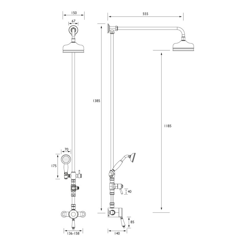 Bristan 1901 Exposed Sequential Shower Valve with Rigid Riser Kit Chrome
