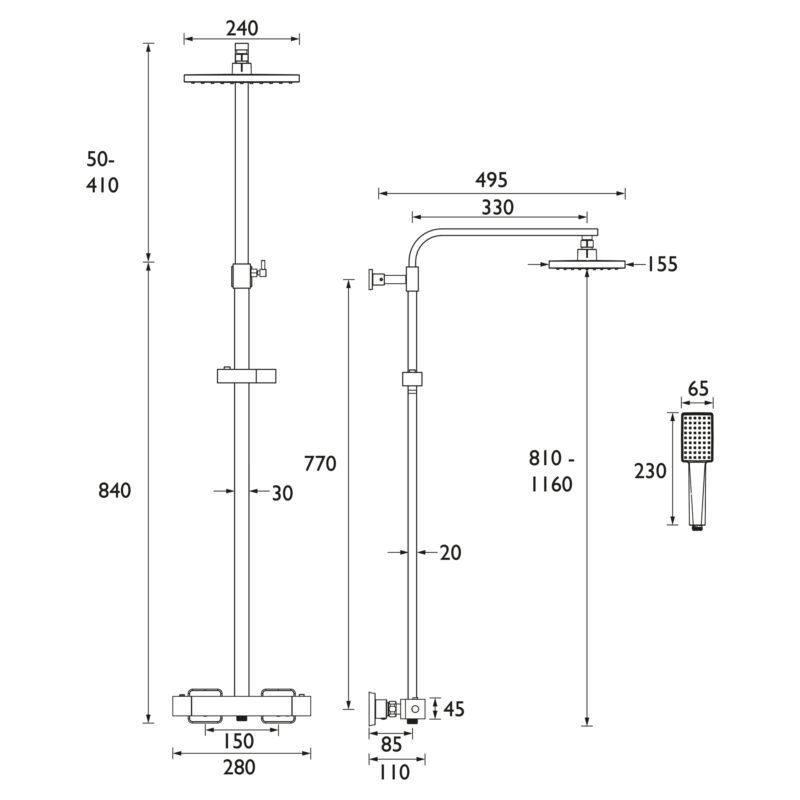 Bristan Napoli Rigid Riser Bar Mixer