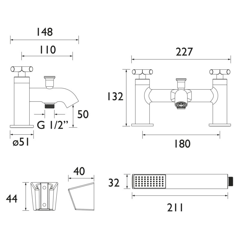 Bristan Naxos Chrome Bath Shower Mixer Tap