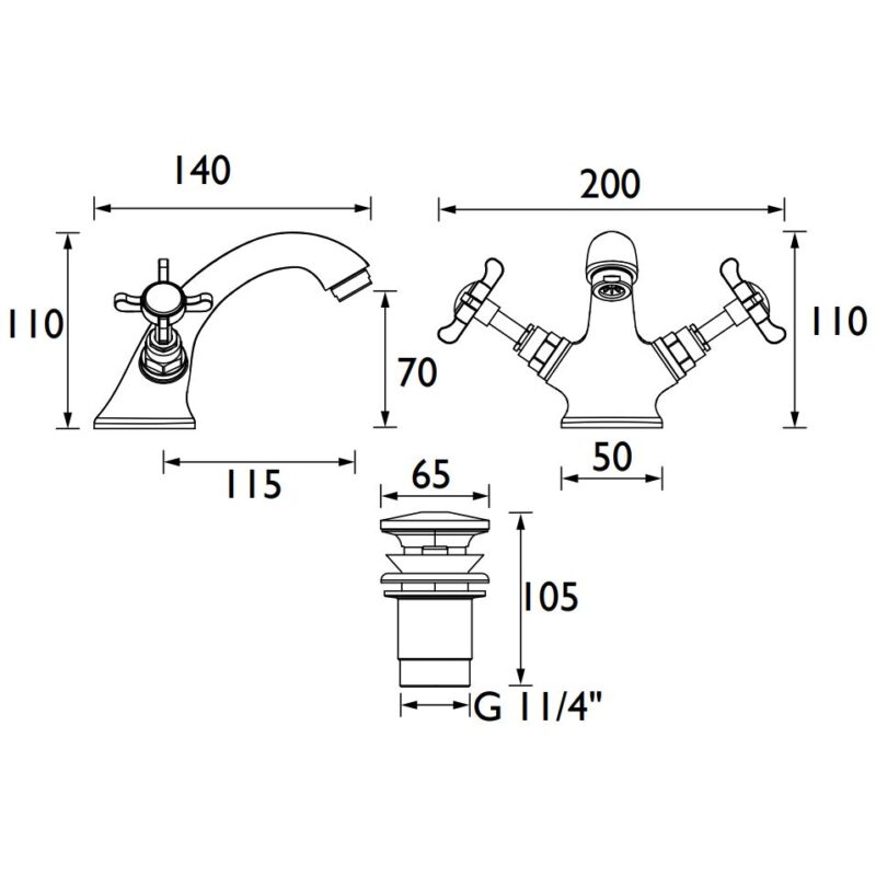 Bristan 1901 Basin Mixer with Pop-Up Waste