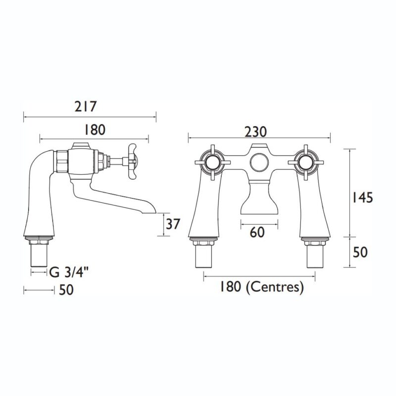 Bristan 1901 Bath Filler Chrome with Ceramic Disc Valves