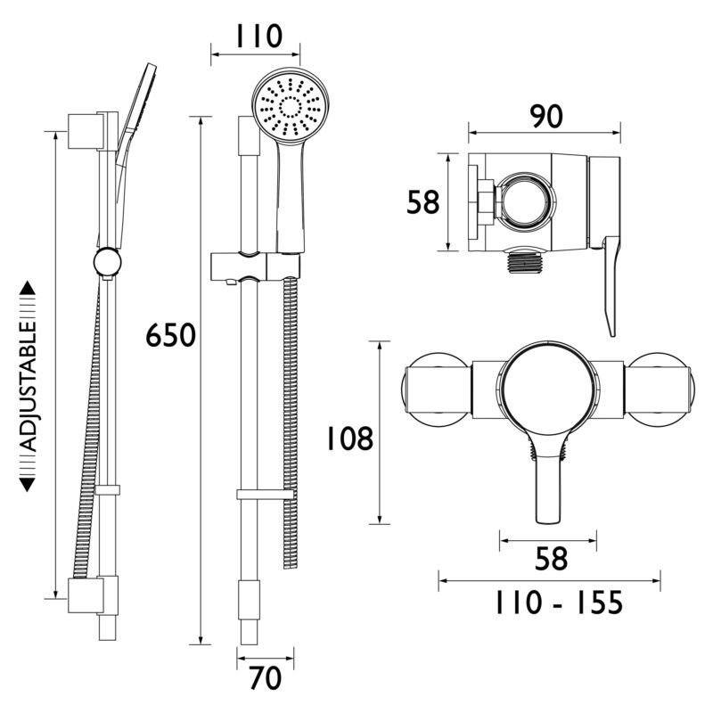 Bristan Onza Exposed Mini Valve Shower Pack Chrome