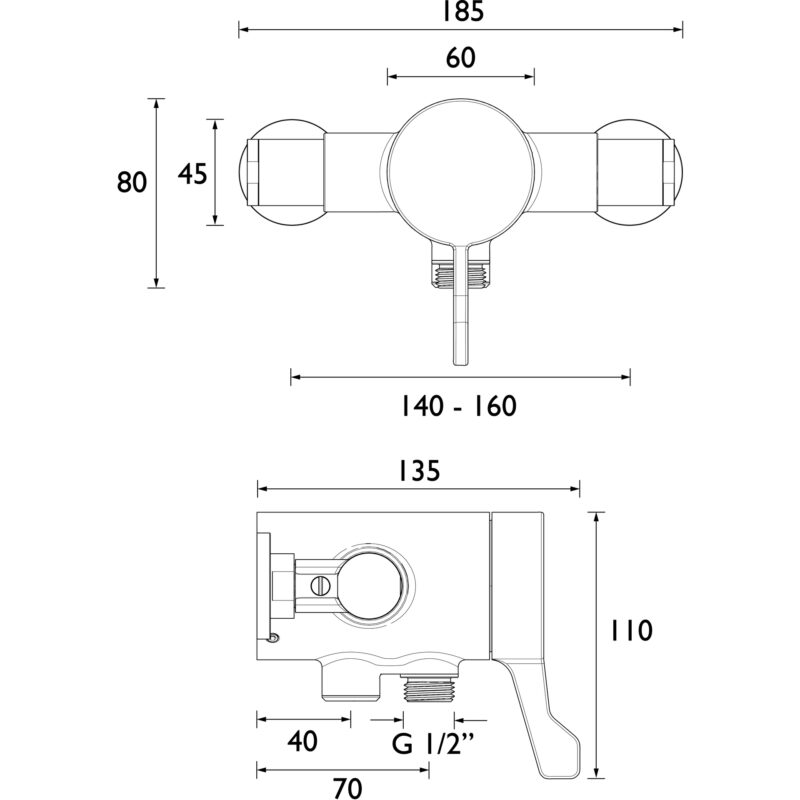 Bristan TS3650 Opac Lever Exposed Shower Valve