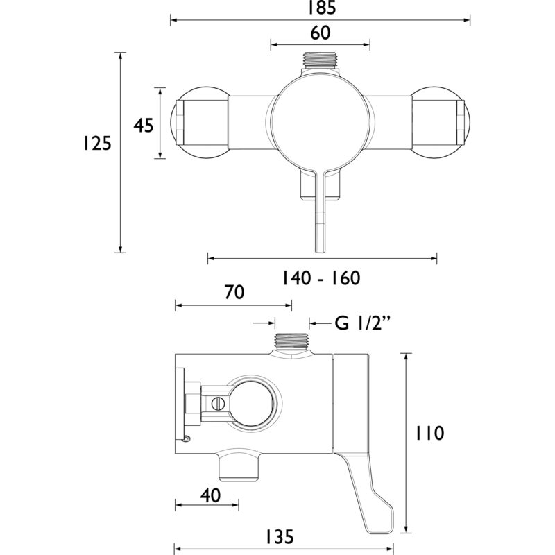 Bristan TS3650 Opac Lever Rigid Riser Shower Valve