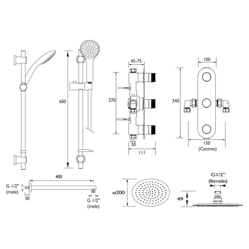 Bristan Pivot Shower Pack with Fixed Head & Kit