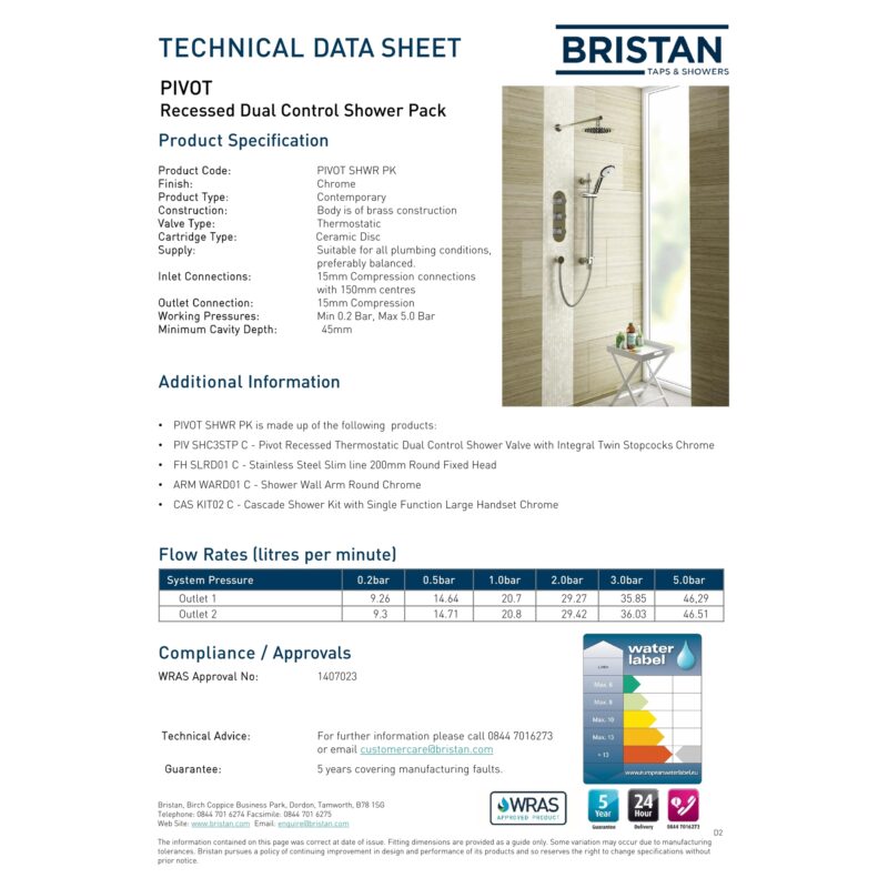 Bristan Pivot Shower Pack with Fixed Head & Kit