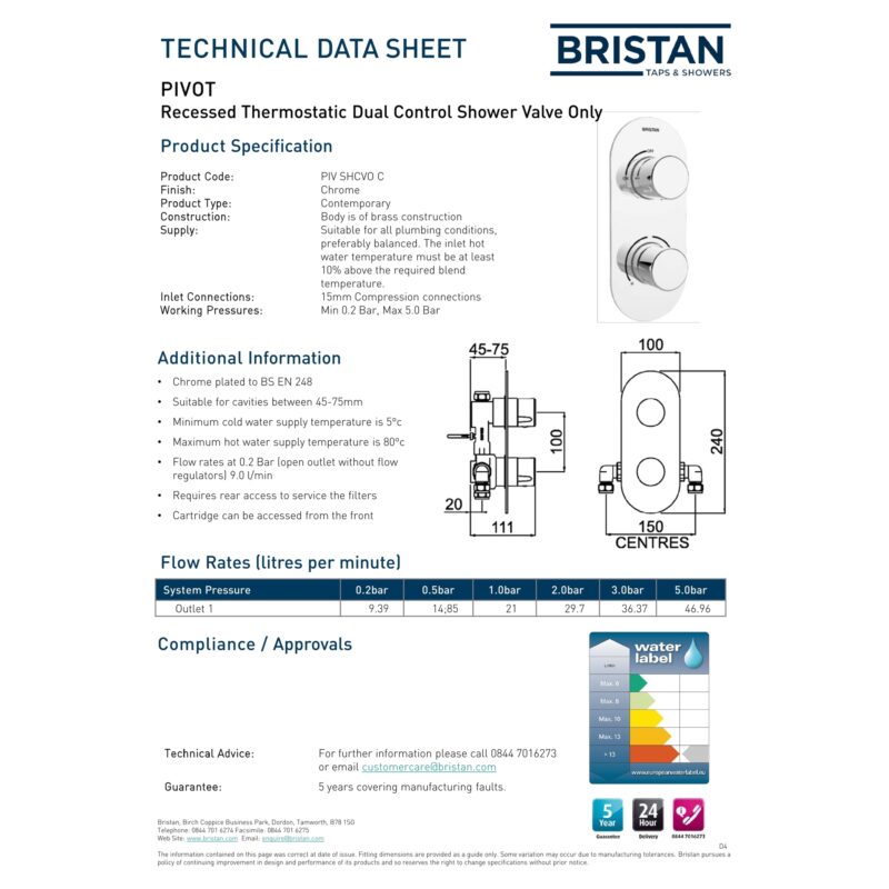 Bristan Pivot Recessed Shower Valve