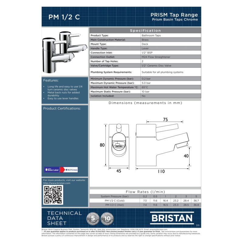 Bristan Prism Basin Taps