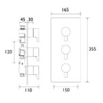 Bristan Prism Concealed Thermostatic 3 Control Shower Valve, 2 Outlets