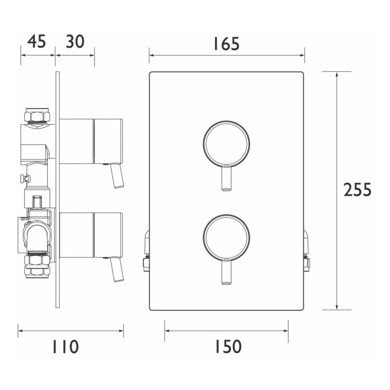 Bristan Prism Recessed Thermostatic Dual Control Shower Valve