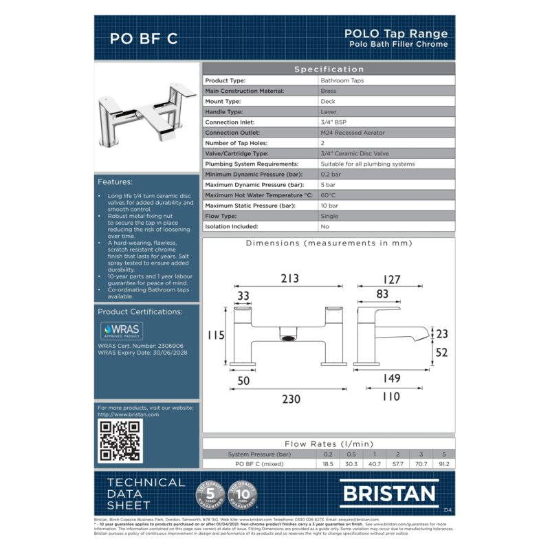 Bristan Polo Bath Filler Tap